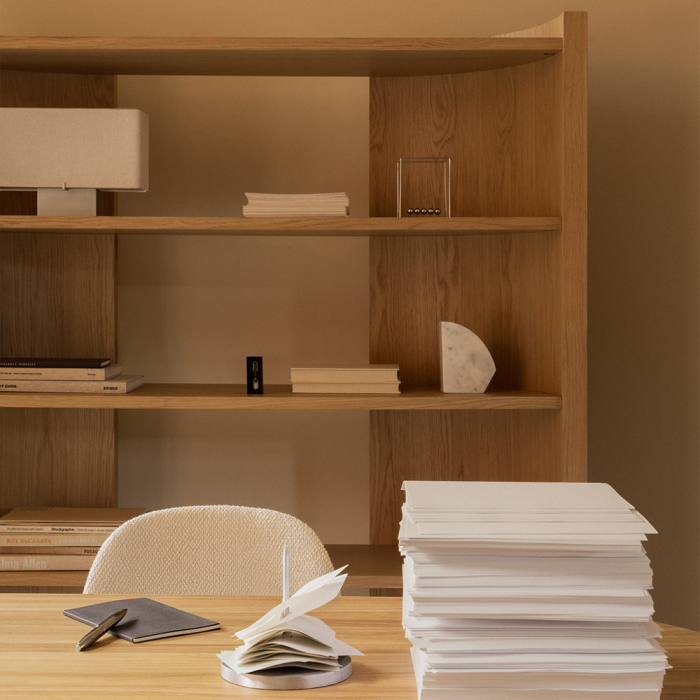 Crescent, Shelving, Lacquer Oak, H173