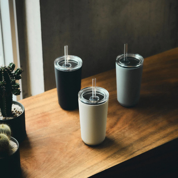 To Go, Tumbler with Straw, Black, 480ml 
