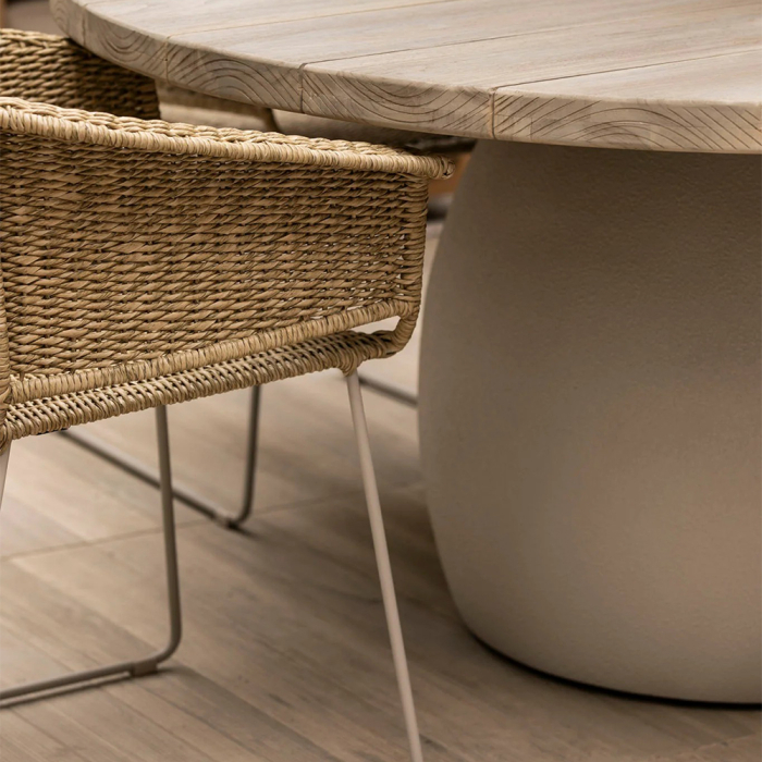 Amos, Outdoor Dining Table, Aged Teak-Onyx White