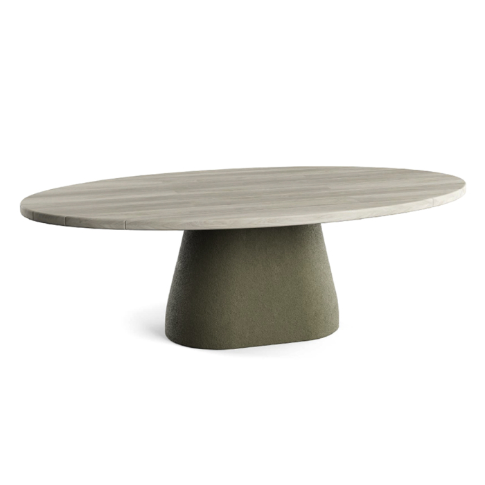 Kano, Outdoor Dining Table, Aged Teak-Croc Green