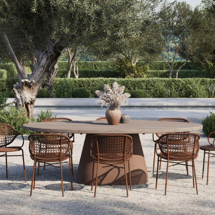 Kano, Outdoor Dining Table, Aged Teak-Croc Green