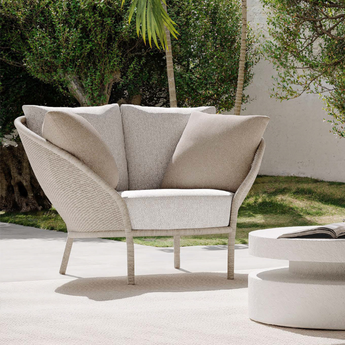 Isola, Outdoor Lounge Chair, Sagebrush Straw-Beige