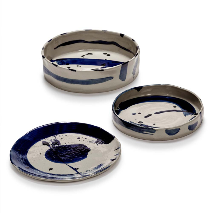 Sophia, Serving Plate, Round, Blu- Beige