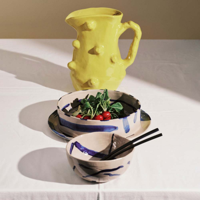 Sophia, Serving Plate, Round, Blu- Beige