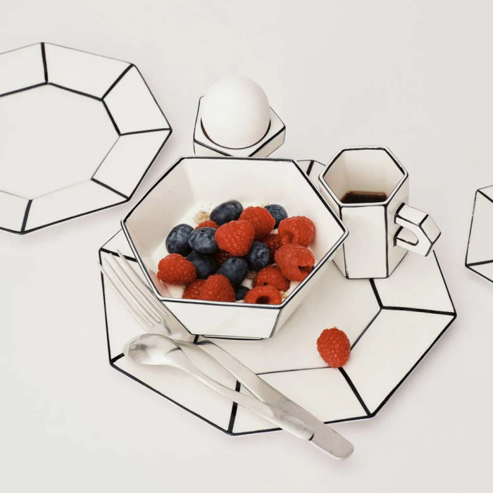 Carte Blanche, Double Espresso Cup, White-Black