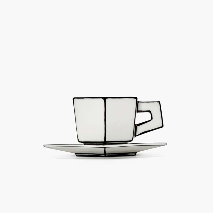 Carte Blanche, Espresso Cup w/ Saucer, White-Black