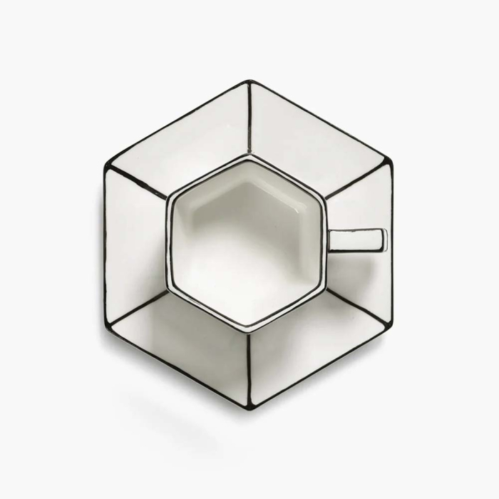 Carte Blanche, Espresso Cup w/ Saucer, White-Black