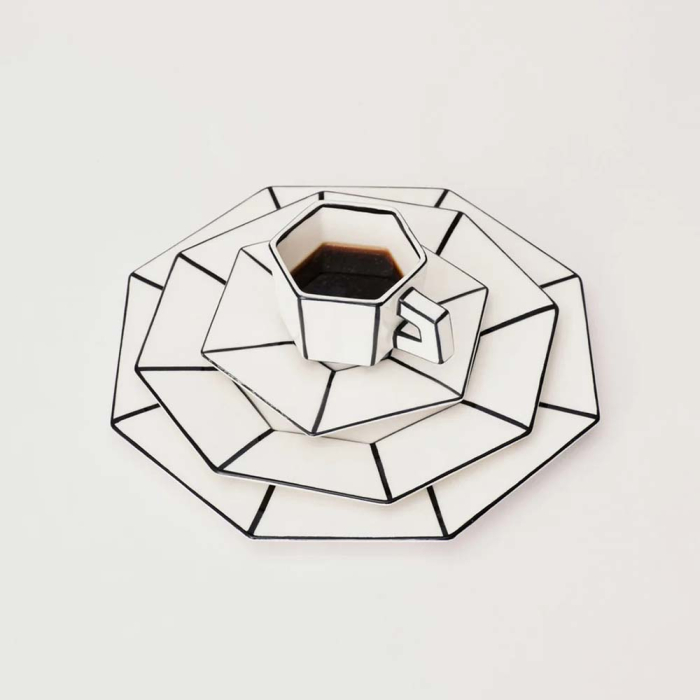 Carte Blanche, Espresso Cup w/ Saucer, White-Black