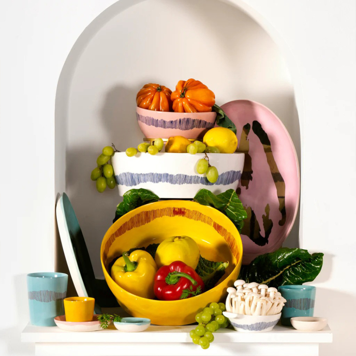 Feast, Serving Plate, Yellow-Red Stripes