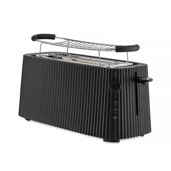 Plisse, Long Double Compartment Toaster, Black, UK Plug
