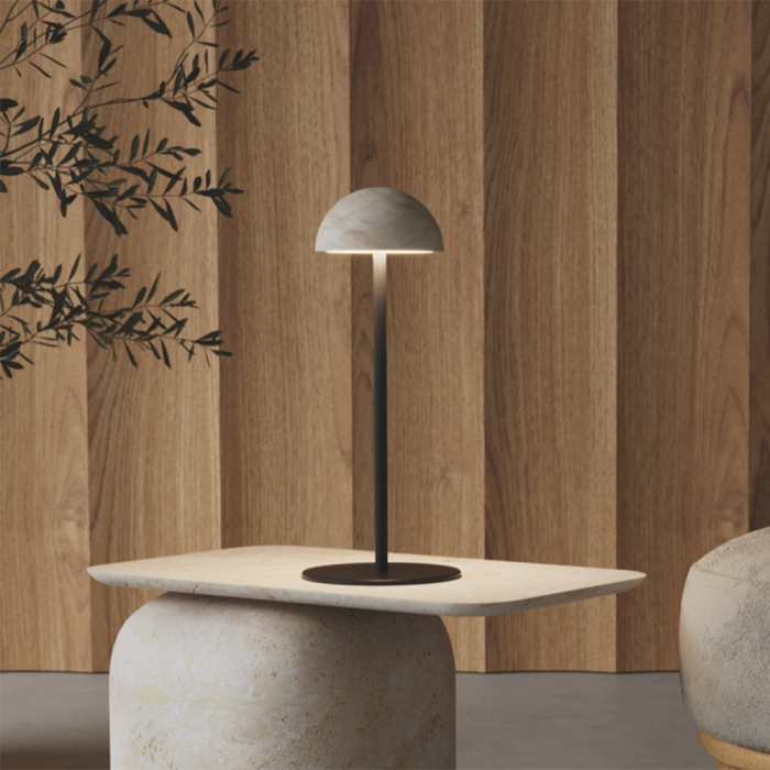 Dussa, Table Lamp, Black Matt-Travertino