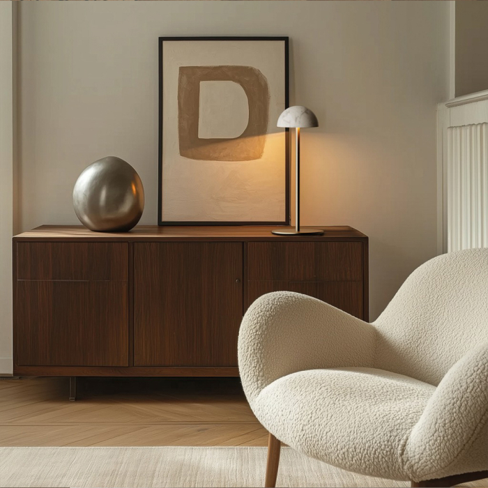 Dussa, Table Lamp, Black Matt-Travertino