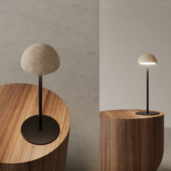 Dussa, Table Lamp, Black Matt-Travertino
