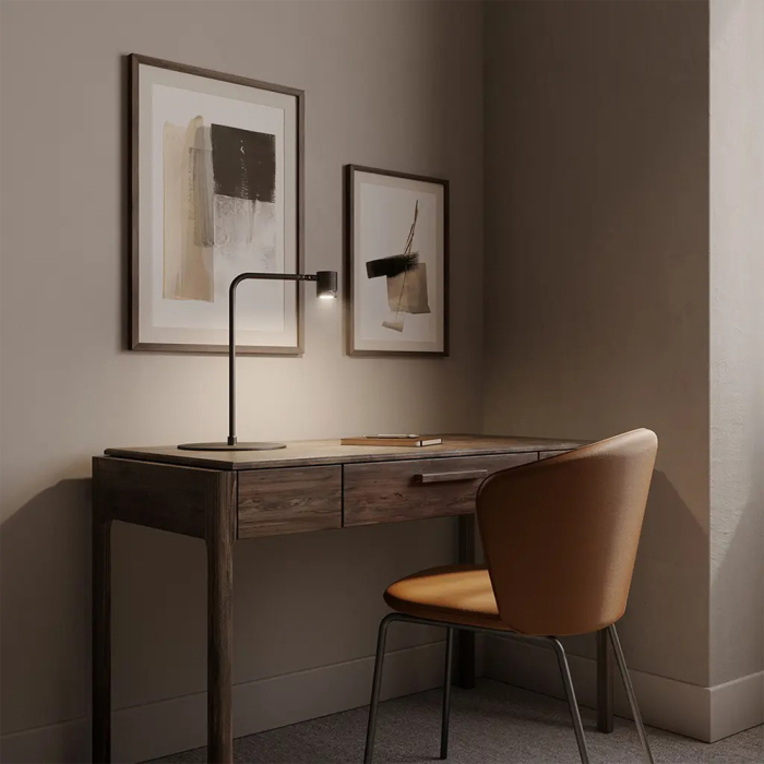 Tea, Table Lamp, Metallic Grey-Brown Marble