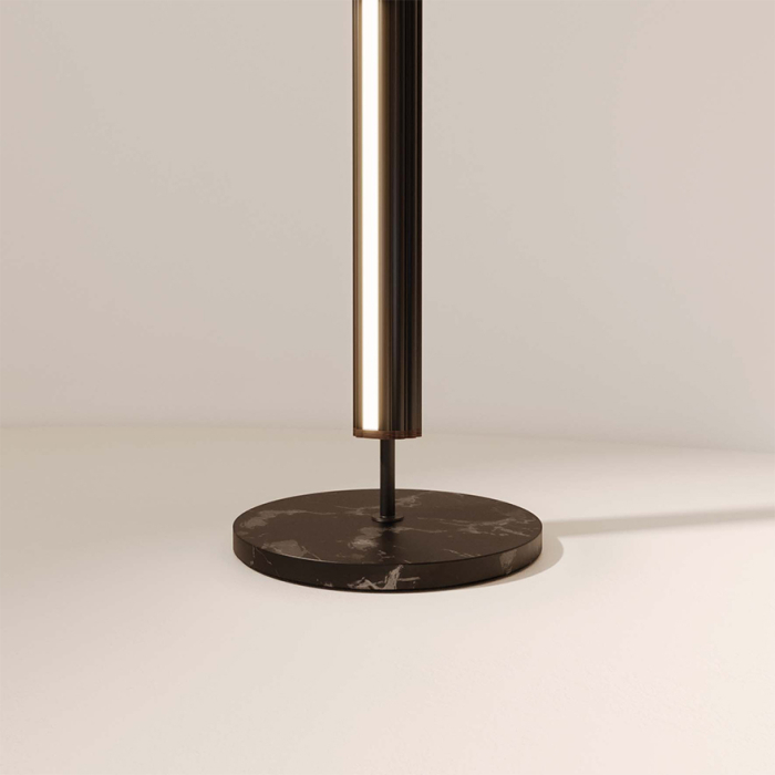 Niro, Floor Lamp, Sandy Matt Black-Walnut-Black Marble