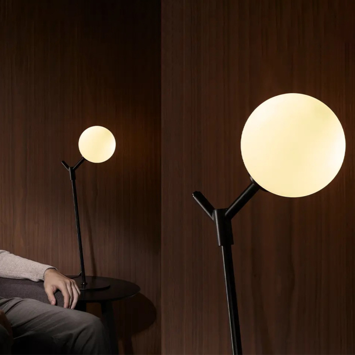 Atom, Table Lamp, Black Matt-Opal Shade