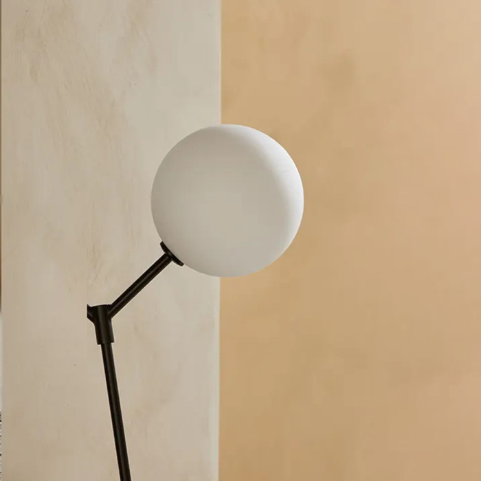 Atom, Floor Lamp, Black Matt-Opal Shade