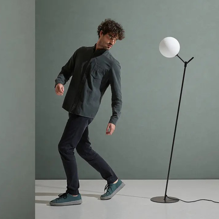 Atom, Floor Lamp, Black Matt-Opal Shade