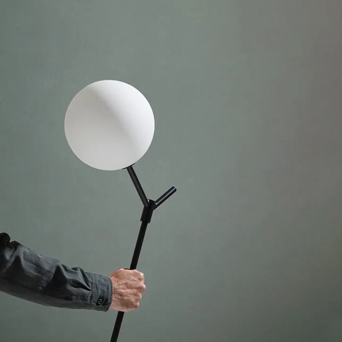 Atom, Floor Lamp, Black Matt-Opal Shade