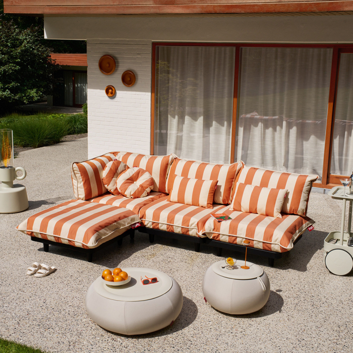 King Pillow, Stripe, Orange-Cream