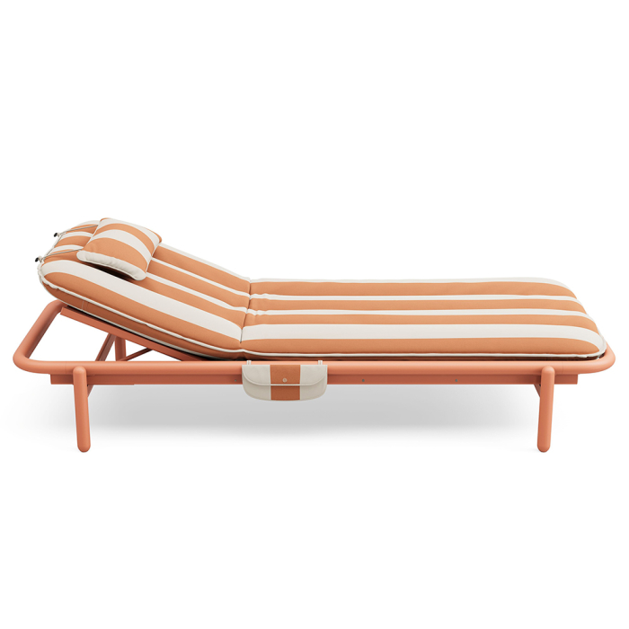 Sunbun, Outdoor Daybed, Terracotta-Stripe Orange Creme