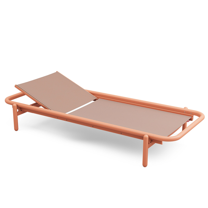 Sunbun, Outdoor Daybed, Terracotta-Stripe Orange Creme