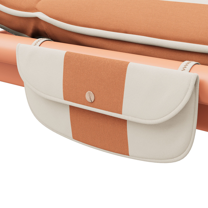 Sunbun, Outdoor Daybed, Terracotta-Stripe Orange Creme