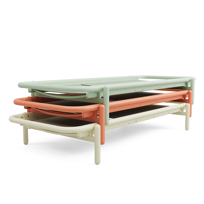 Sunbun, Outdoor Daybed, Terracotta-Stripe Orange Creme