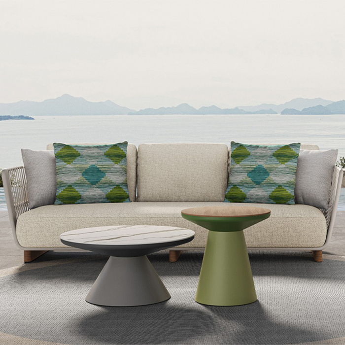 Marrakech, Outdoor Coffee Table, Sand-White Travertino Romano