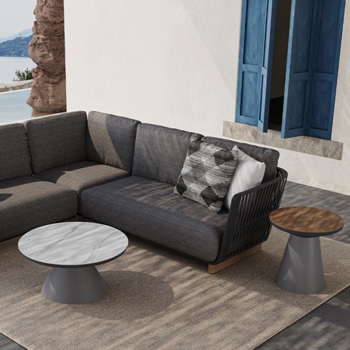 Marrakech, Outdoor Coffee Table, Sand-White Travertino Romano
