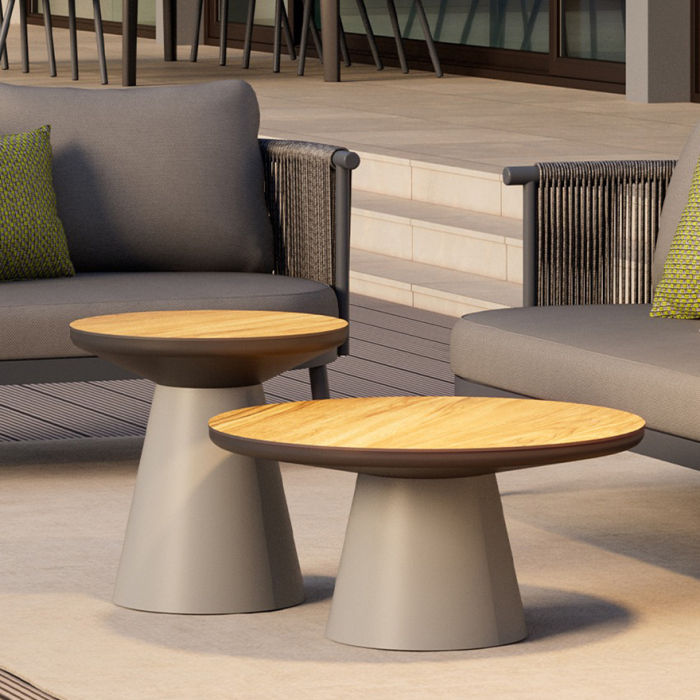 Marrakech, Outdoor Side Table, Sand-White Travertino Romano