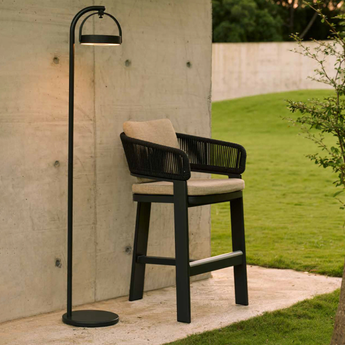 Cayenne, Outdoor Counter Stool, Black-Carbon-Beige
