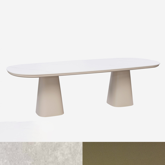 9030, Outdoor Dining Table, Light Brown-White Travertino Romano