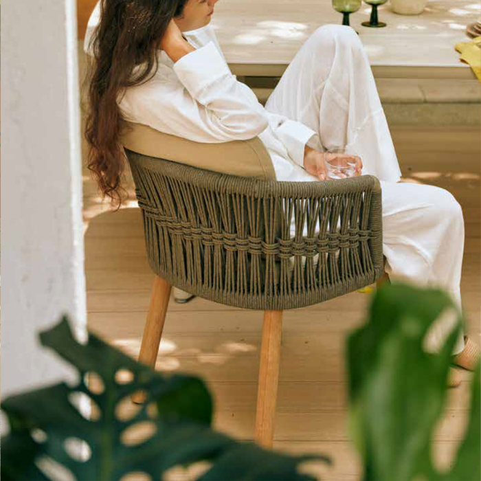 Vatican II, Outdoor Dining Chair, Teak-Brown-Taupe