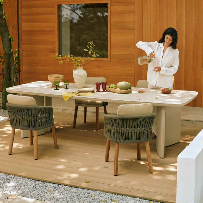 Vatican II, Outdoor Dining Chair, Teak-Brown-Taupe