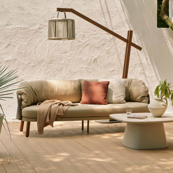 Vatican II, 3-Seater Outdoor Sofa, Teak-Brown-Taupe