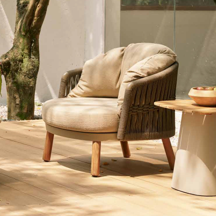 Vatican II, Outdoor Lounge Chair, Teak-Brown-Taupe