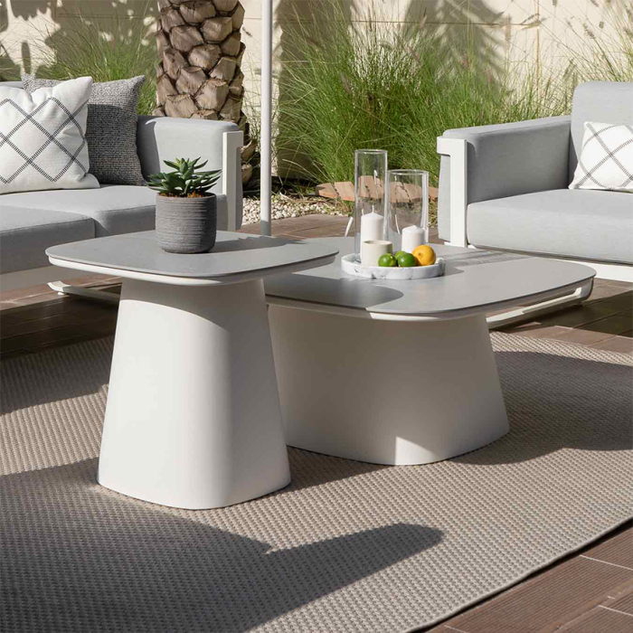 5540H, Outdoor Coffee Table, Light Brown-White Travertino Romano