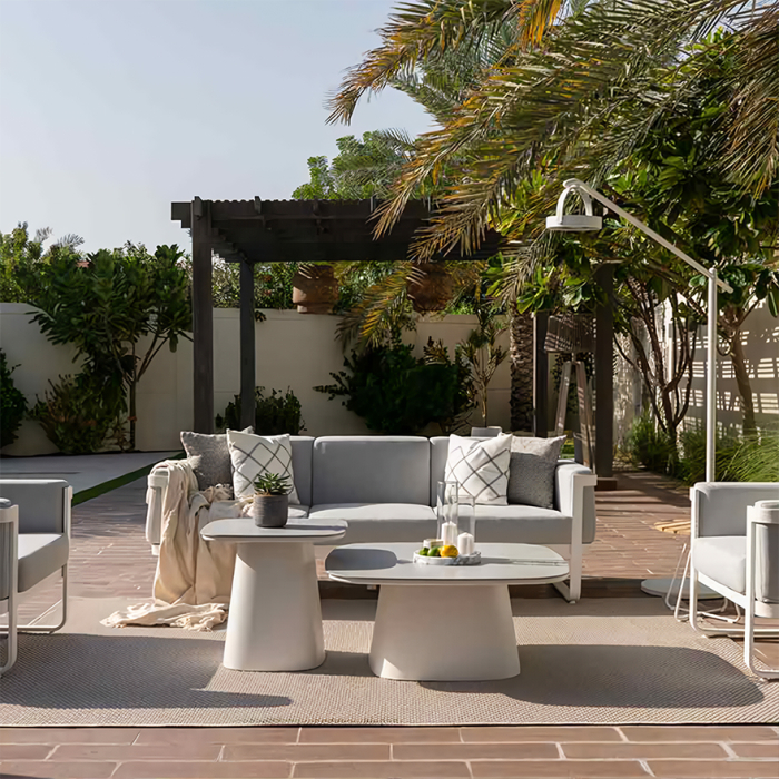 5540H, Outdoor Coffee Table, Light Brown-White Travertino Romano
