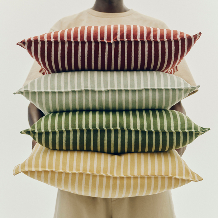 Terrazza, Cushion, Bold Stripe, Olive