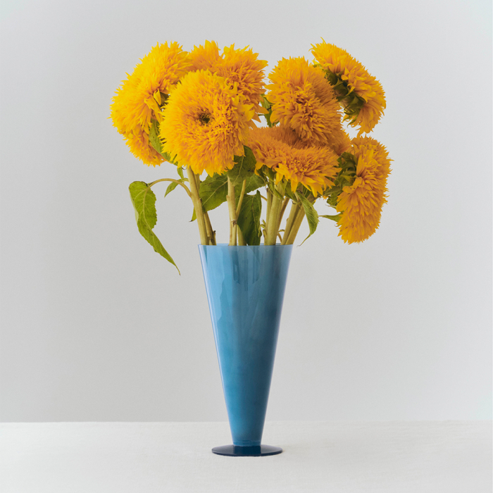 Conical, Vase, Large, Petrol Blue-Dark Blue