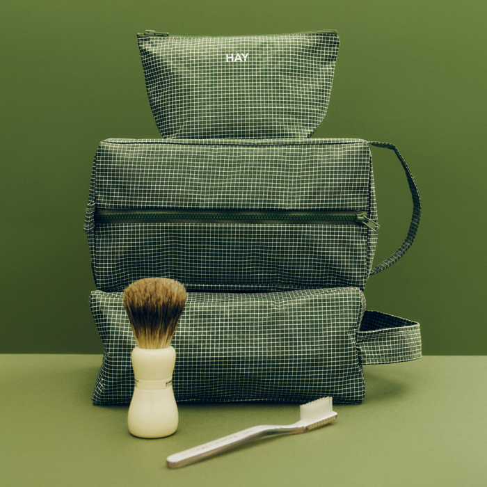 Grid, Wash Bag, Small, Dark Green