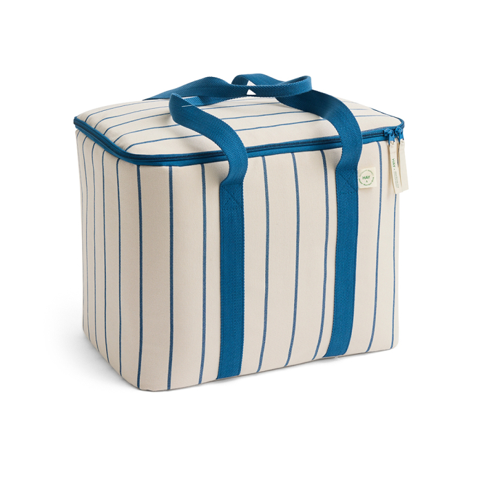 Outdoor Market, Cooler Bag, Beige with Blue Stripe