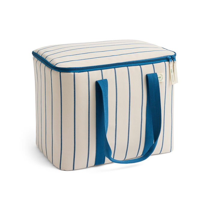 Outdoor Market, Cooler Bag, Beige with Blue Stripe