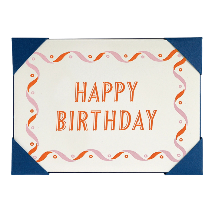 Wish Card, Pink & Orange Happy Birthday, Pack of 5