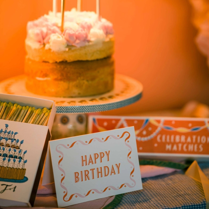 Wish Card, Pink & Orange Happy Birthday, Pack of 5