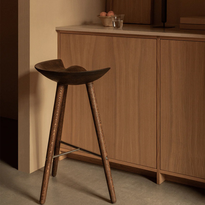 ML 42, Counter Stool, Brown Oiled Oak-Stainless Steel