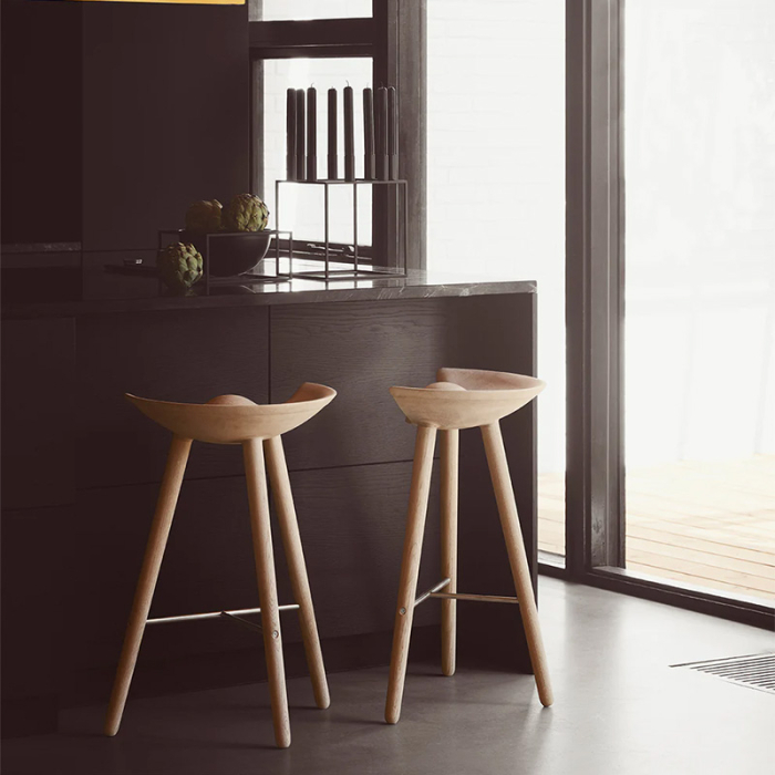 ML 42, Counter Stool, Brown Oiled Oak-Stainless Steel