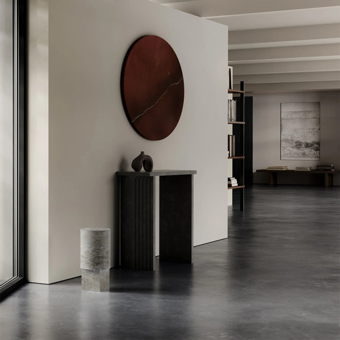 Column, Side Table, Silver Travertine