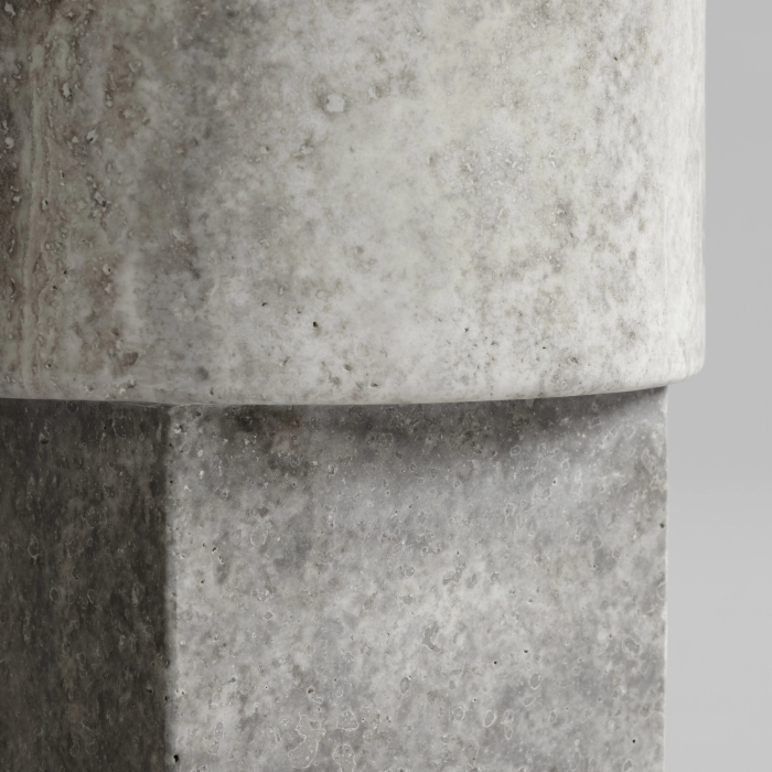 Column, Side Table, Silver Travertine